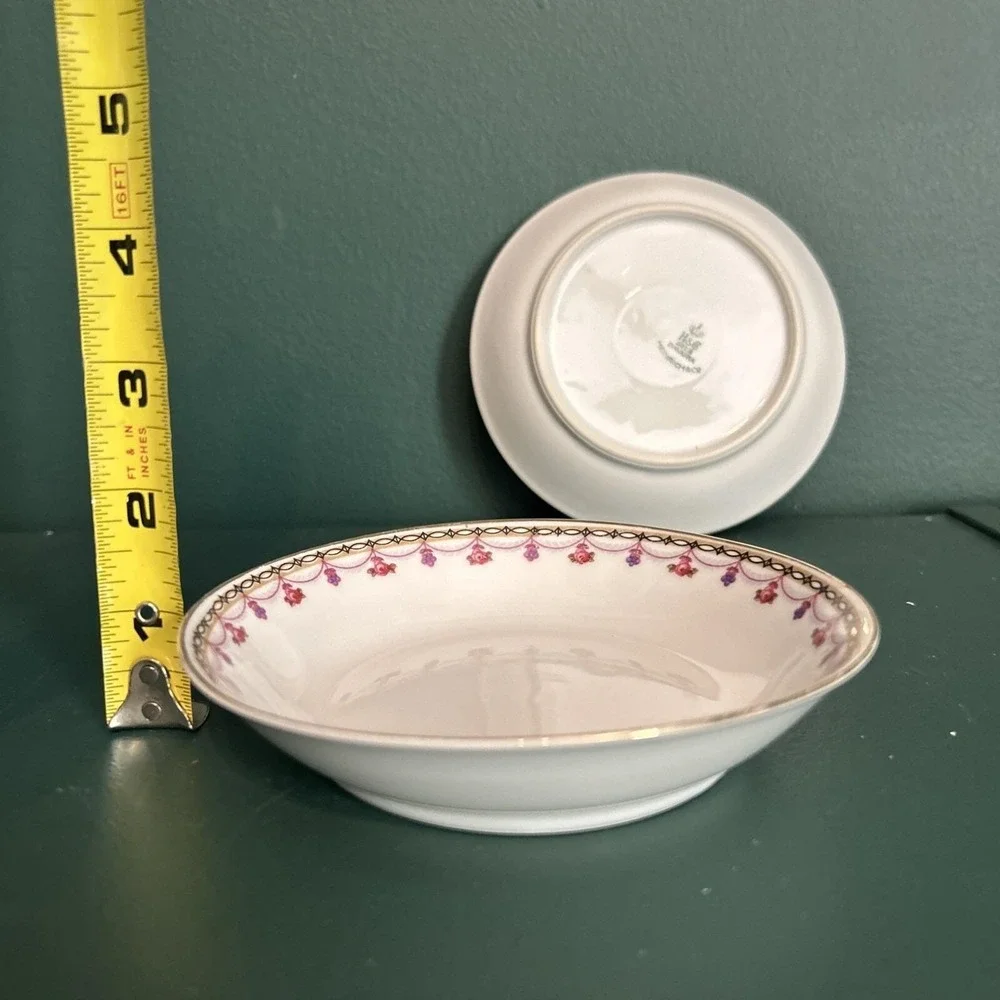 Vintage Heinrich H&C Selb Bavaria Small Bowl Set Of 2 Floral Deco Gold Rim